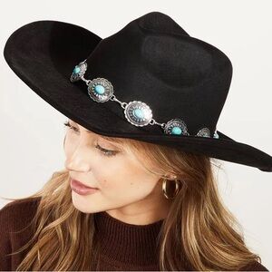 Cowgirl Hat with Silver and Turquoise Details
